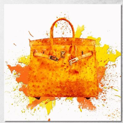 Quadro Borsa Arancione Stile Arte Moderna Fashion fsn5 quadro stampa su tela