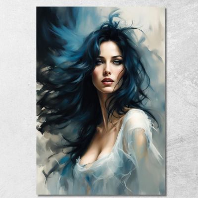 Quadro Donna Capelli Blu Vento Ritratto Suggestivo Fashion fsn24 quadro stampa su tela