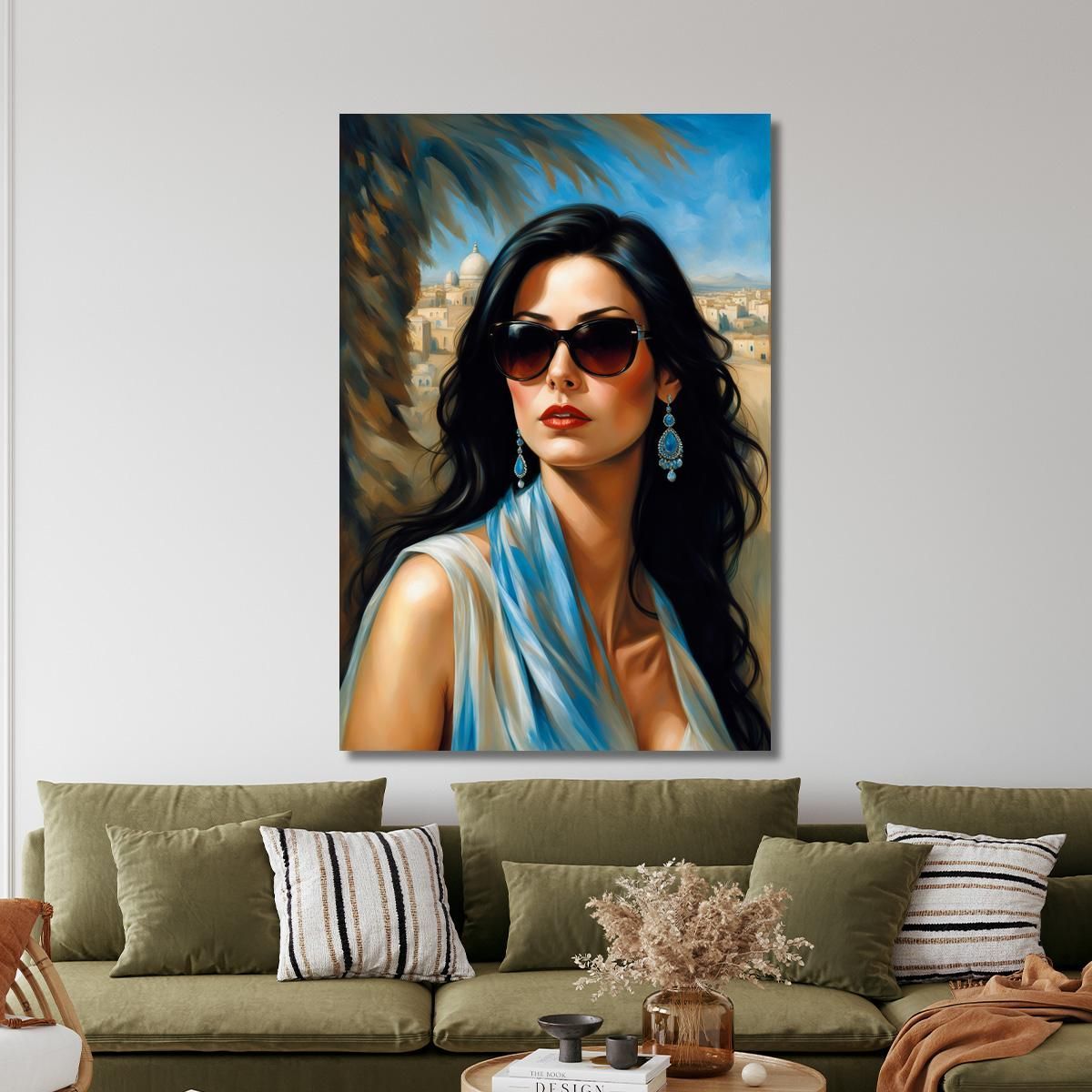Quadro Donna Elegante Occhiali Neri Sfondo Orientale Fashion fsn36 quadro stampa su tela