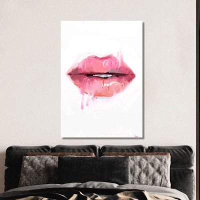 Pintura Abstracta De Labios En Tonos Rosa Pastel Fashion, fsn54 cuadro en lienzo