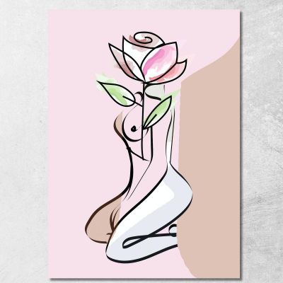 Quadro Minimalista Donna Fiore Rosa Fashion fsn57 quadro stampa su tela