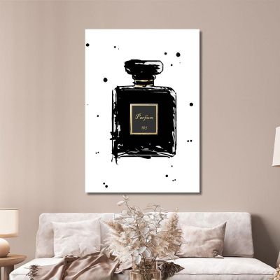 Pintura De Perfume Negro Estilo Minimalista Y Chic Fashion, fsn70 cuadro en lienzo