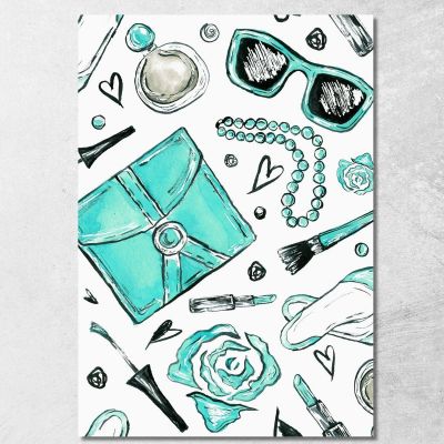 Quadro Vintage Accessori Turchese Tiffany Fashion fsn90 quadro stampa su tela