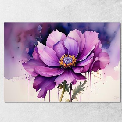 Quadro Acquerello Fiore Viola Quadro Moderno Fiori Astratti flp1 quadro stampa su tela
