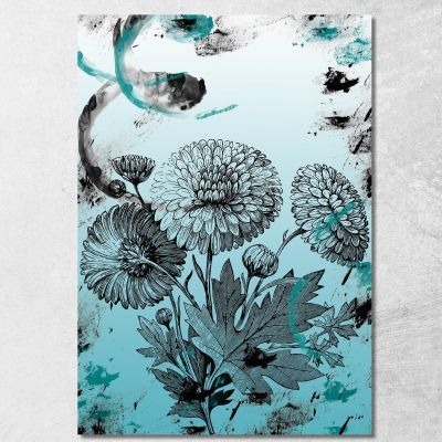 Quadro Crisantemi Astratto Vintage Quadro Moderno Fiori Astratti flp10 quadro stampa su tela