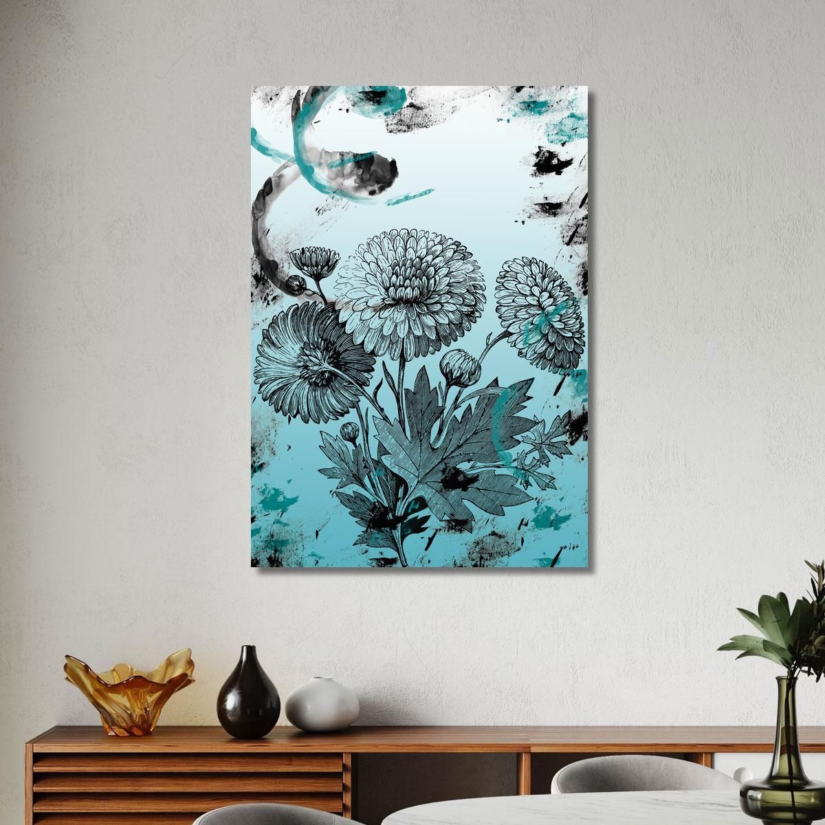 Quadro Crisantemi Astratto Vintage Quadro Moderno Fiori Astratti flp10 quadro stampa su tela