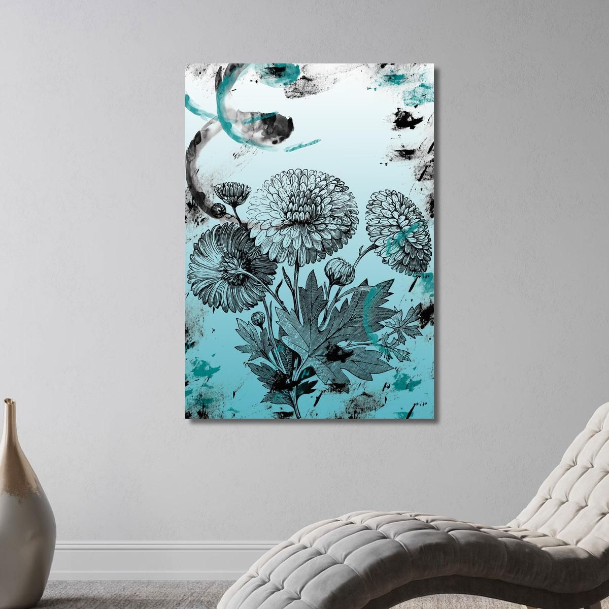 Quadro Crisantemi Astratto Vintage Quadro Moderno Fiori Astratti flp10 quadro stampa su tela