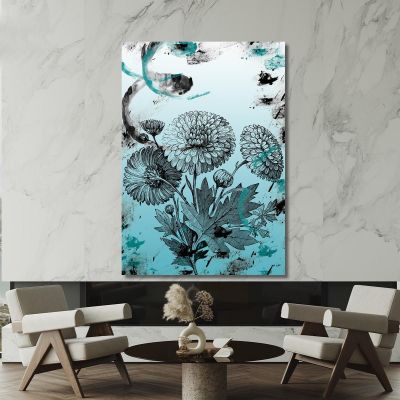 Quadro Crisantemi Astratto Vintage Quadro Moderno Fiori Astratti flp10 quadro stampa su tela