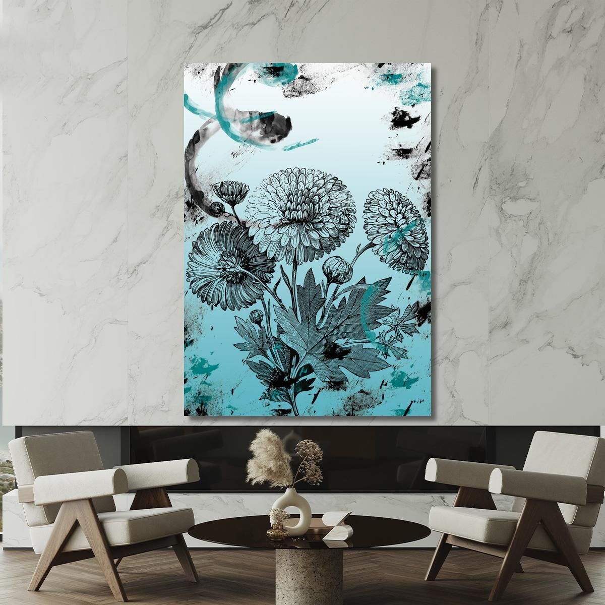 Quadro Crisantemi Astratto Vintage Quadro Moderno Fiori Astratti flp10 quadro stampa su tela