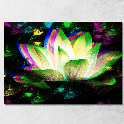Quadro Fiore Loto Astratto Multicolore Quadro Moderno Fiori Astratti flp14 quadro stampa su tela