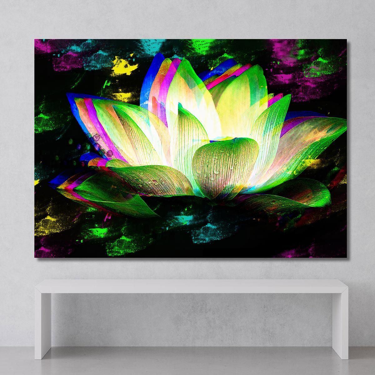 Quadro Fiore Loto Astratto Multicolore Quadro Moderno Fiori Astratti flp14 quadro stampa su tela