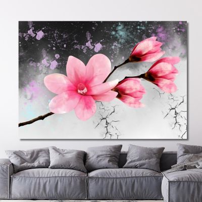 Quadro Fiore Rosa Sfondo Astratto Moderno Quadro Moderno Fiori Astratti flp15 quadro stampa su tela