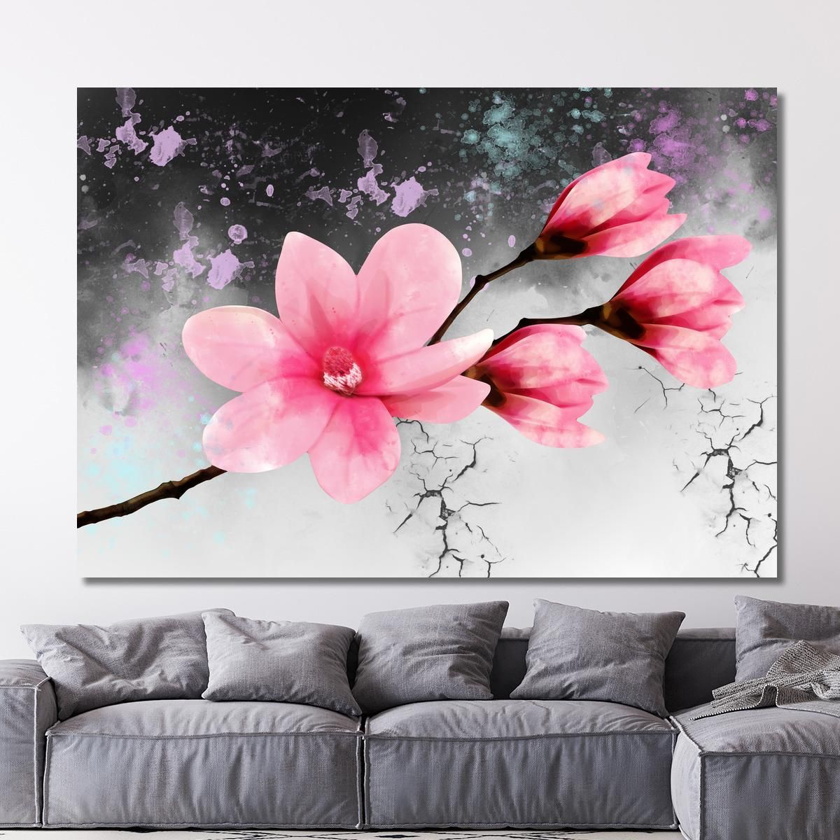 Quadro Fiore Rosa Sfondo Astratto Moderno Quadro Moderno Fiori Astratti flp15 quadro stampa su tela
