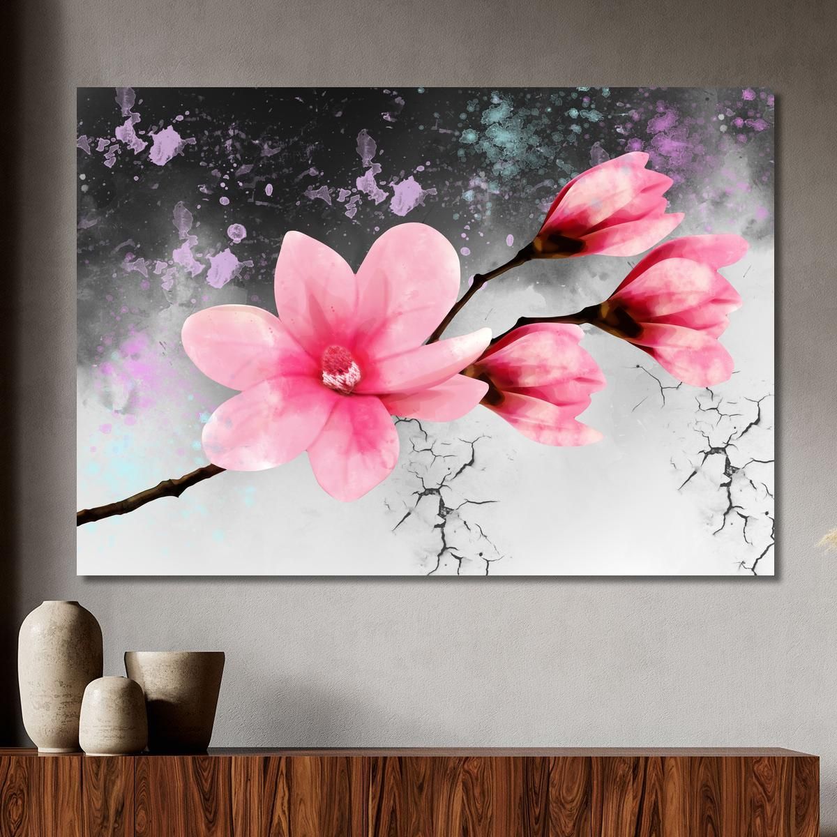 Quadro Fiore Rosa Sfondo Astratto Moderno Quadro Moderno Fiori Astratti flp15 quadro stampa su tela