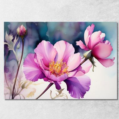 Quadro Fiore Viola Elegante Con Sfumature Pastello Quadro Moderno Fiori Astratti flp17 quadro stampa su tela