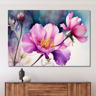 Quadro Fiore Viola Elegante Con Sfumature Pastello Quadro Moderno Fiori Astratti flp17 quadro stampa su tela