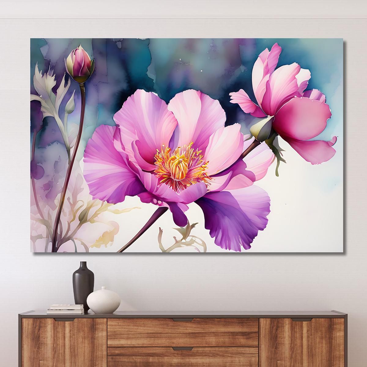 Quadro Fiore Viola Elegante Con Sfumature Pastello Quadro Moderno Fiori Astratti flp17 quadro stampa su tela