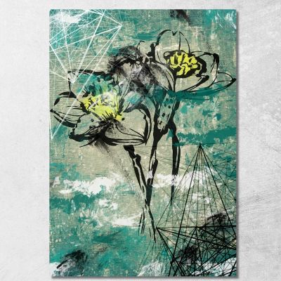 Quadro Fiori Astratti Su Sfondo Verde E Beige Quadro Moderno Fiori Astratti flp19 quadro stampa su tela
