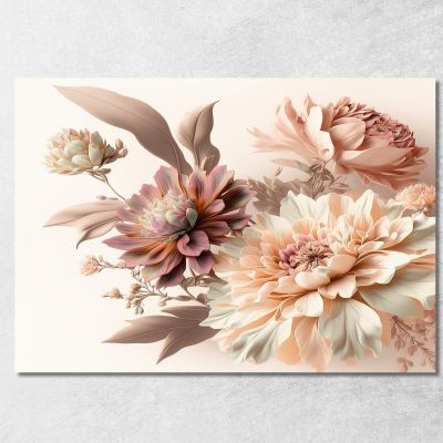 Quadro Fiori Rosa E Beige Acquerello Vintage Quadro Moderno Fiori Astratti flp21 quadro stampa su tela