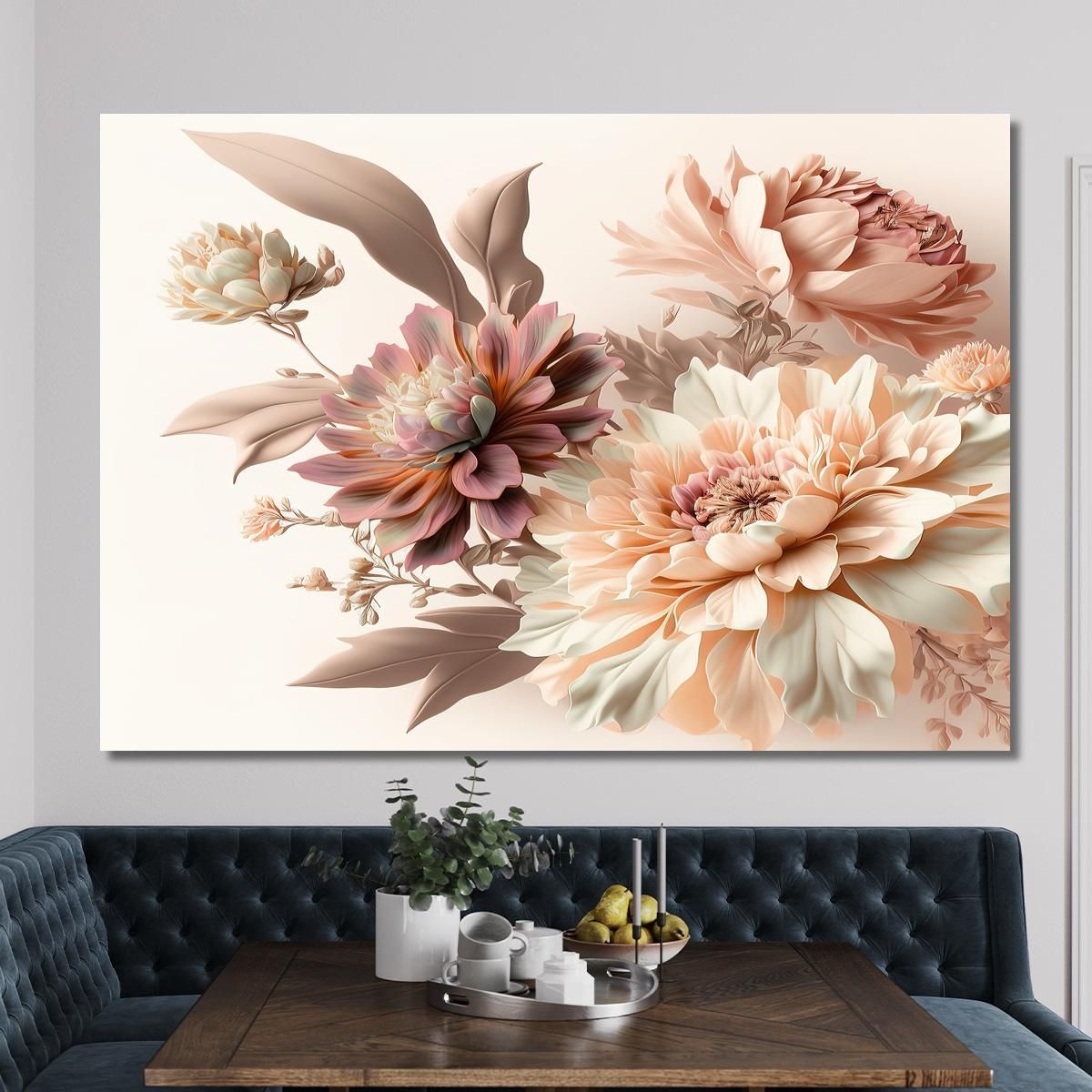 Quadro Fiori Rosa E Beige Acquerello Vintage Quadro Moderno Fiori Astratti flp21 quadro stampa su tela