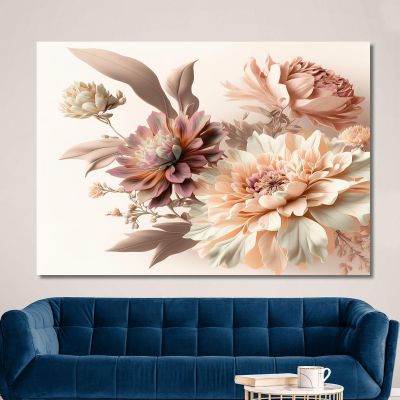 Quadro Fiori Rosa E Beige Acquerello Vintage Quadro Moderno Fiori Astratti flp21 quadro stampa su tela