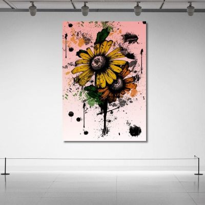Quadro Girasoli Gialli Astratti Macchie Di Colore Quadro Moderno Fiori Astratti flp26 quadro stampa su tela