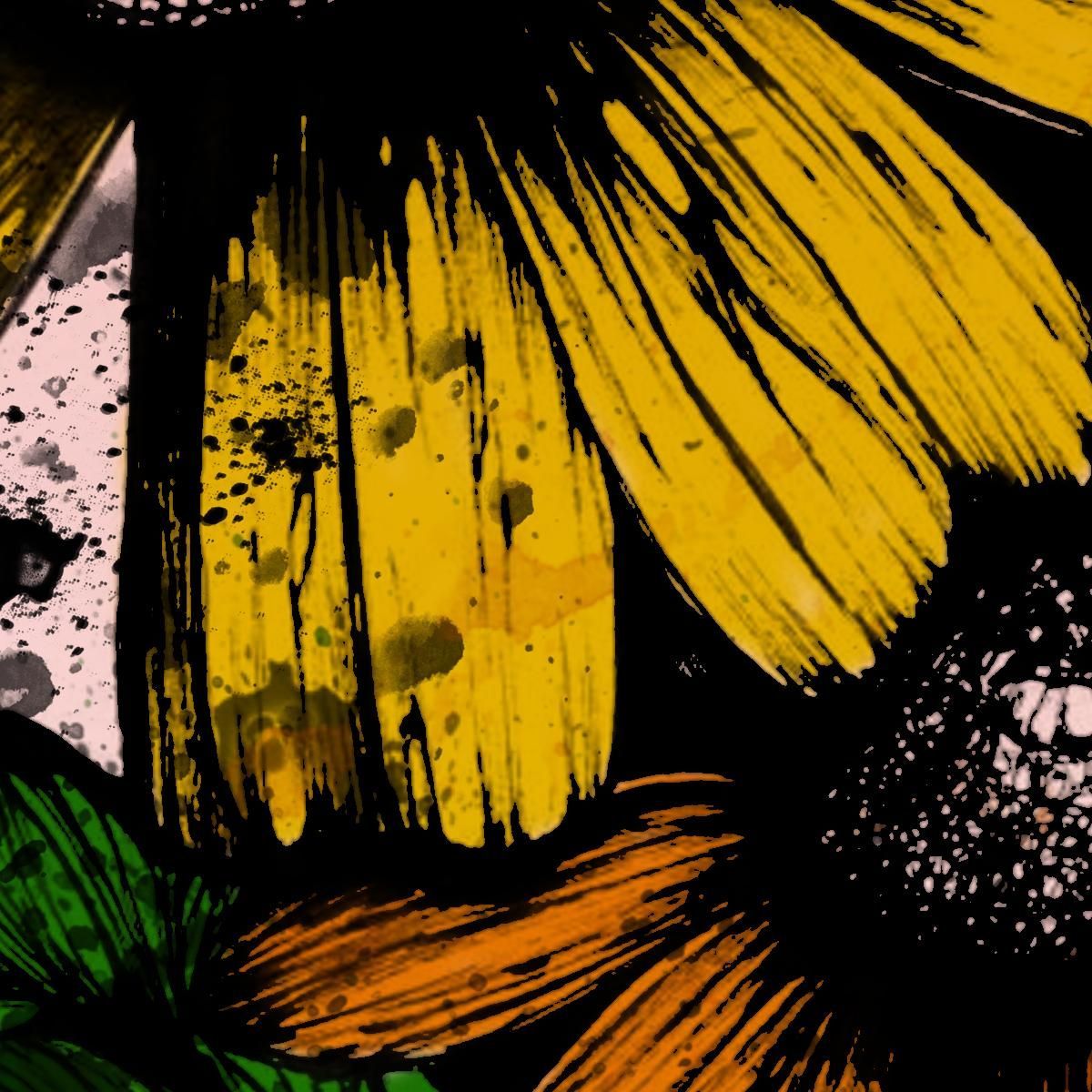 Quadro Girasoli Gialli Astratti Macchie Di Colore Quadro Moderno Fiori Astratti flp26 quadro stampa su tela