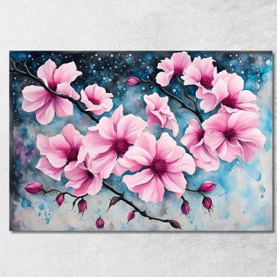 Quadro Magnolie Rosa Su Sfondo Astratto Quadro Moderno Fiori Astratti flp28 quadro stampa su tela