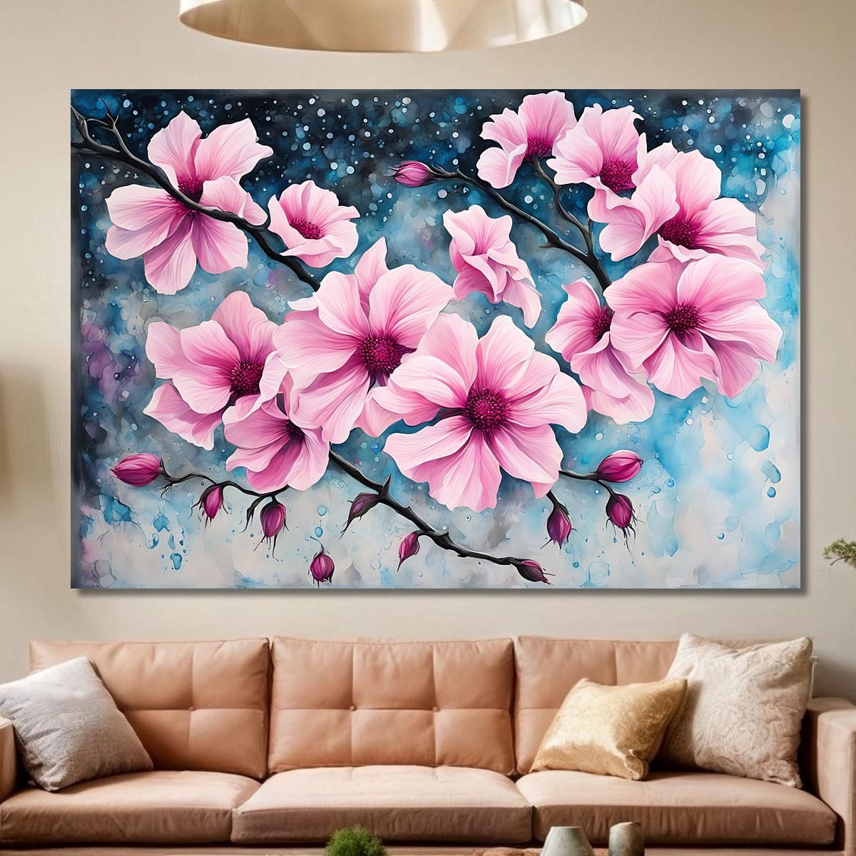 Quadro Magnolie Rosa Su Sfondo Astratto Quadro Moderno Fiori Astratti flp28 quadro stampa su tela