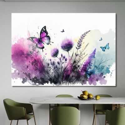 Quadro Minimalista Fiori Viola E Farfalle Quadro Moderno Fiori Astratti flp29 quadro stampa su tela