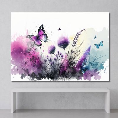 Quadro Minimalista Fiori Viola E Farfalle Quadro Moderno Fiori Astratti flp29 quadro stampa su tela