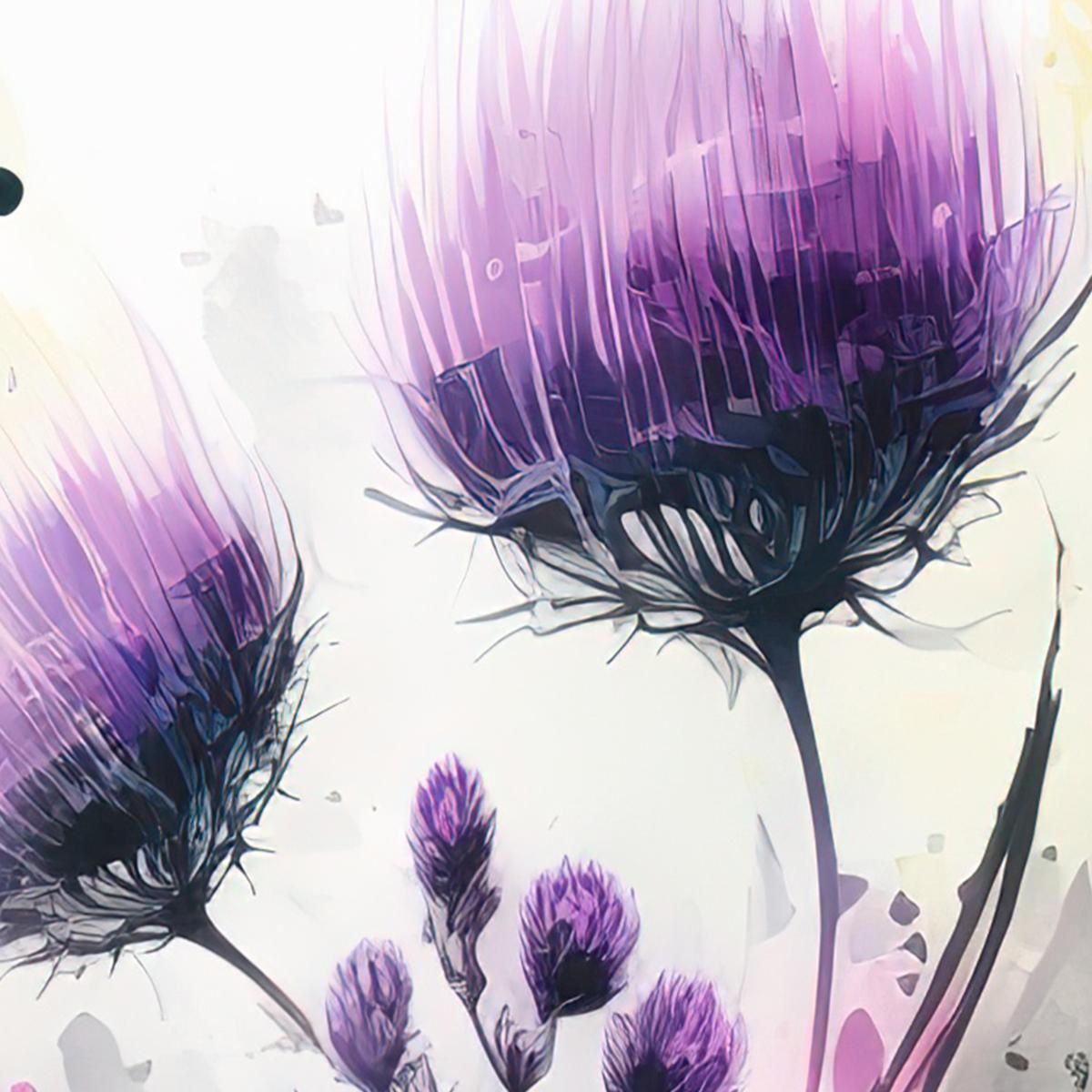 Quadro Minimalista Fiori Viola E Farfalle, Quadro Moderno Fiori Astratti  quadro stampa su tela, image size:1200x1200