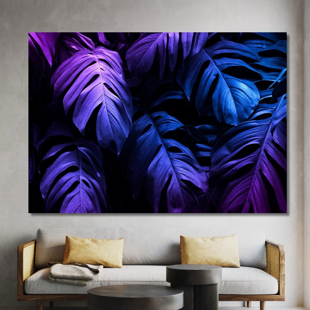 Quadro Moderno Foglie Tropicali Neon Quadro Moderno Fiori Astratti flp30 quadro stampa su tela