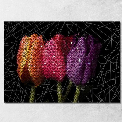 Quadro Mosaico Tulipani Astratti Quadro Moderno Fiori Astratti flp31 quadro stampa su tela