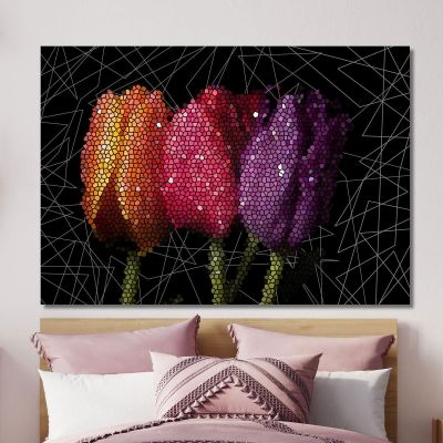 Quadro Mosaico Tulipani Astratti Quadro Moderno Fiori Astratti flp31 quadro stampa su tela