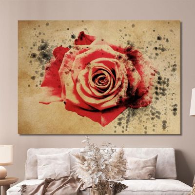 Quadro Rosa Rossa Vintage Quadro Moderno Fiori Astratti flp38 quadro stampa su tela