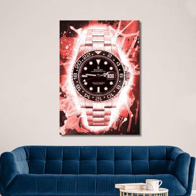 Cuadro Moderno Reloj Rolex Red Blur Gmt , rlx4 cuadro en lienzo
