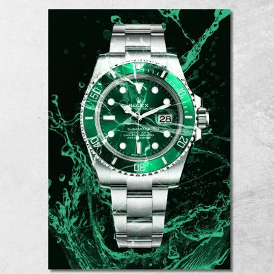 Quadro Moderno Orologio Rolex Submariner Acqua Verde rlx21 quadro stampa su tela