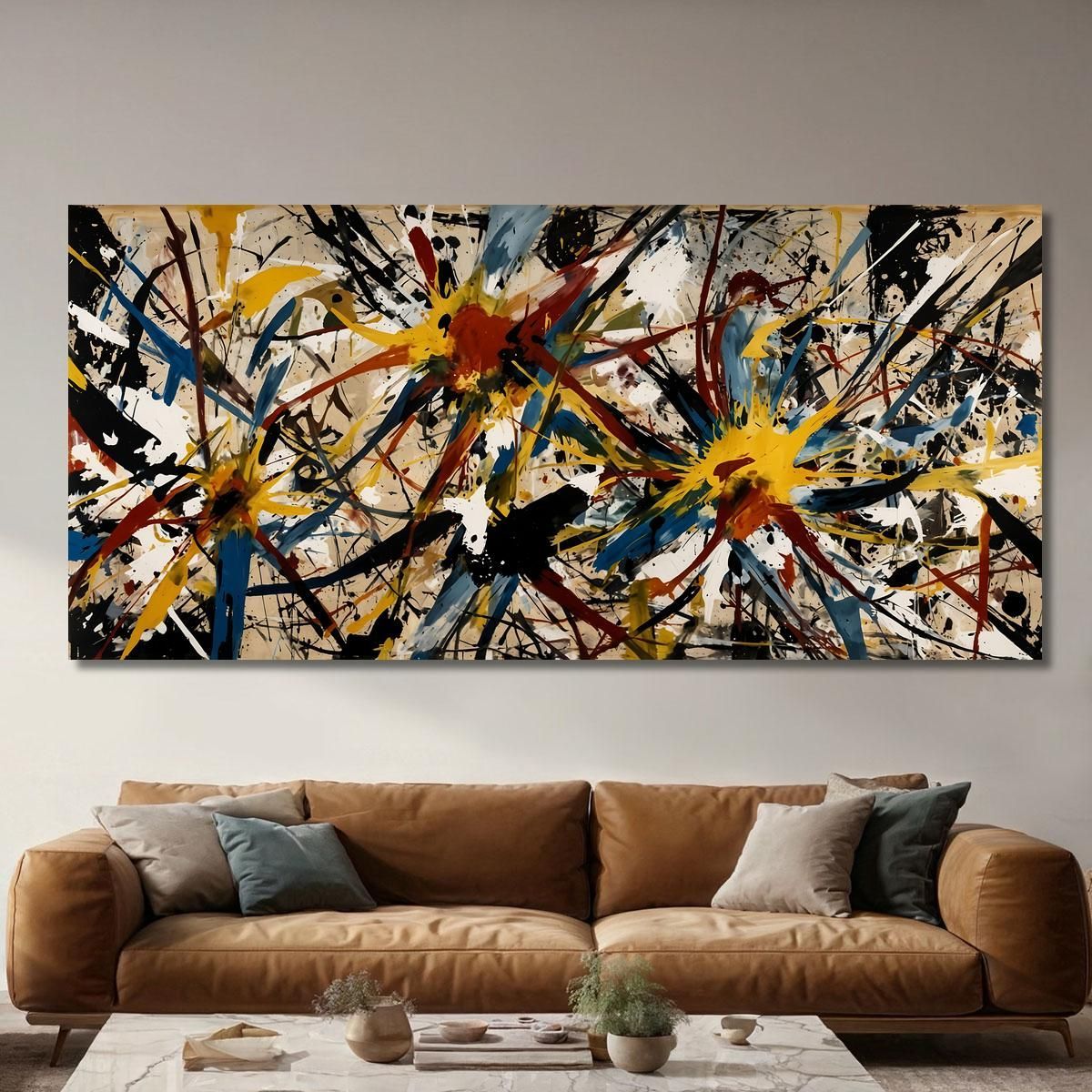 Dinamica Radiale Stile Jackson Pollock ijsp8 quadro stampa su tela