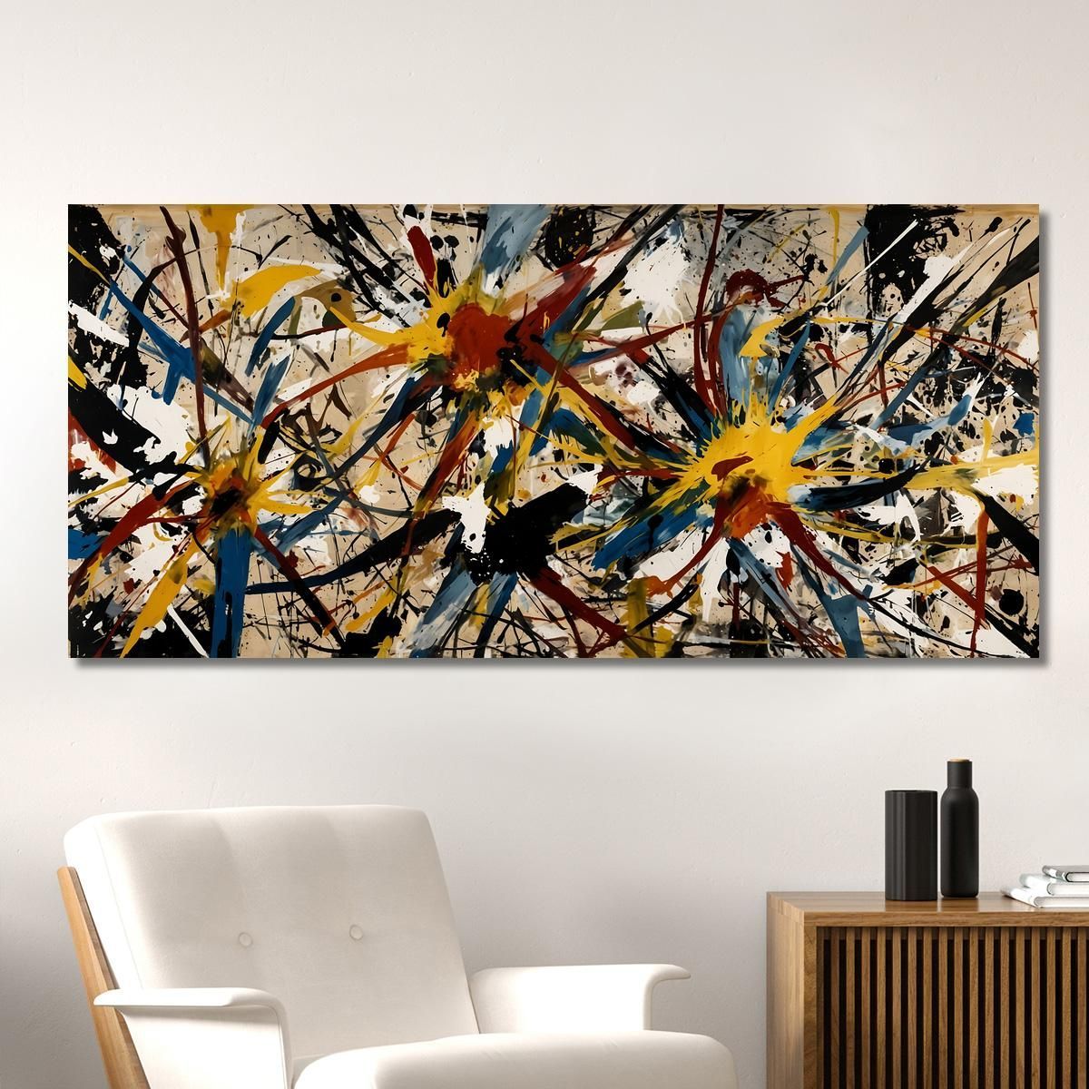 Dinamica Radiale Stile Jackson Pollock ijsp8 quadro stampa su tela