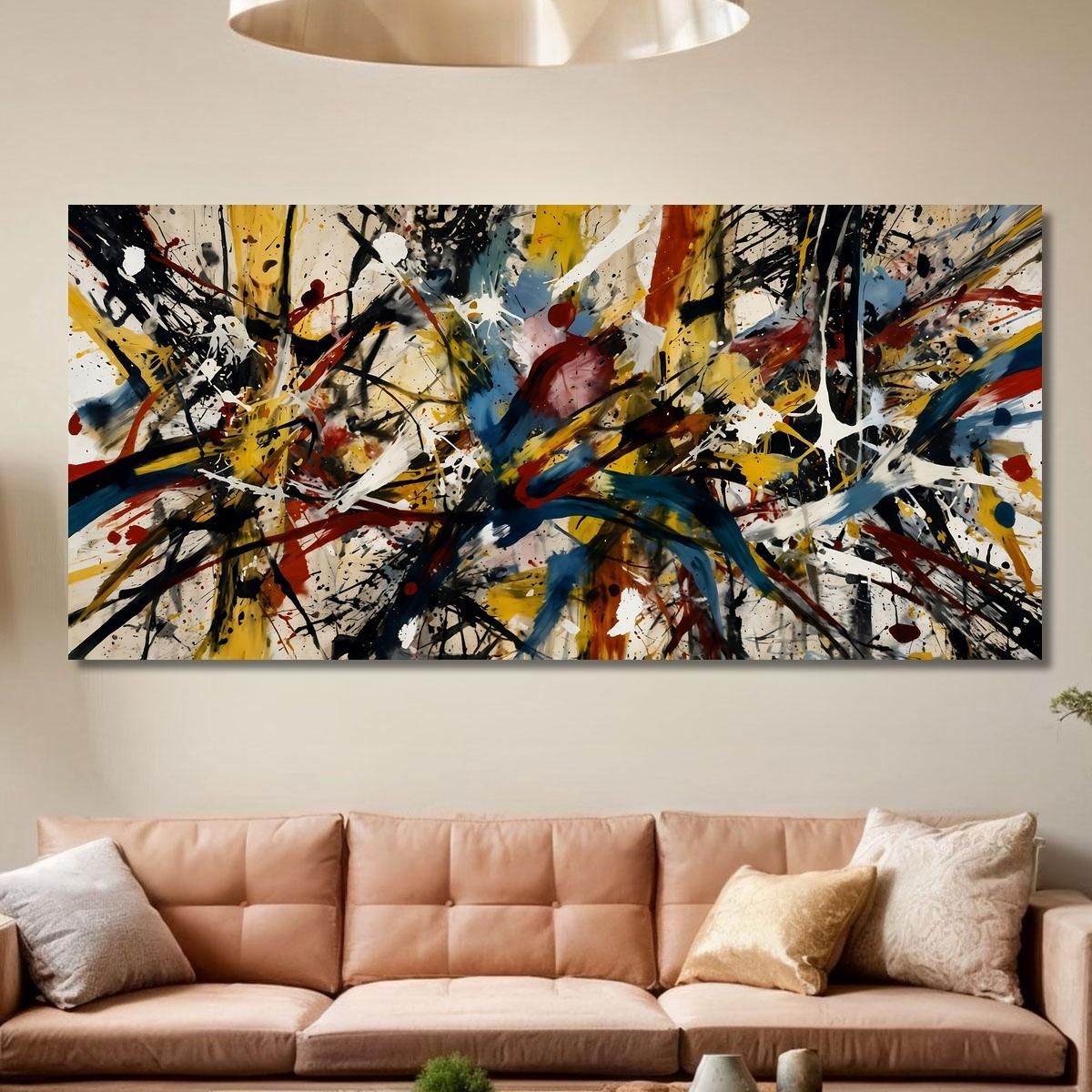 Dinamismo In Movimento Stile Jackson Pollock ijsp9 quadro stampa su tela
