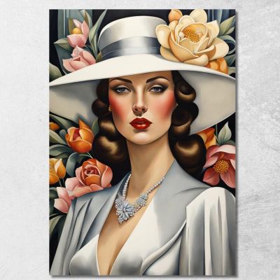 Ritratto Di Una Signora In Bianco Stile Tamara de Lempicka ilmt11 quadro stampa su tela
