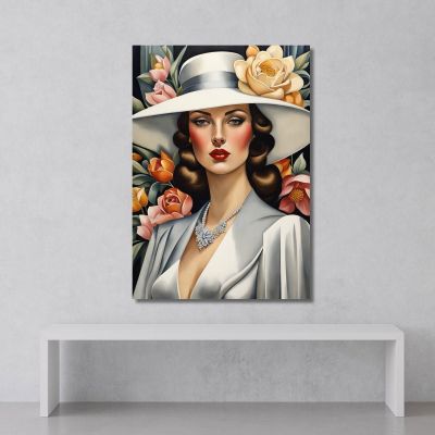 Portrait Of A Lady In White Style Tamara de Lempicka, ilmt11 canvas print