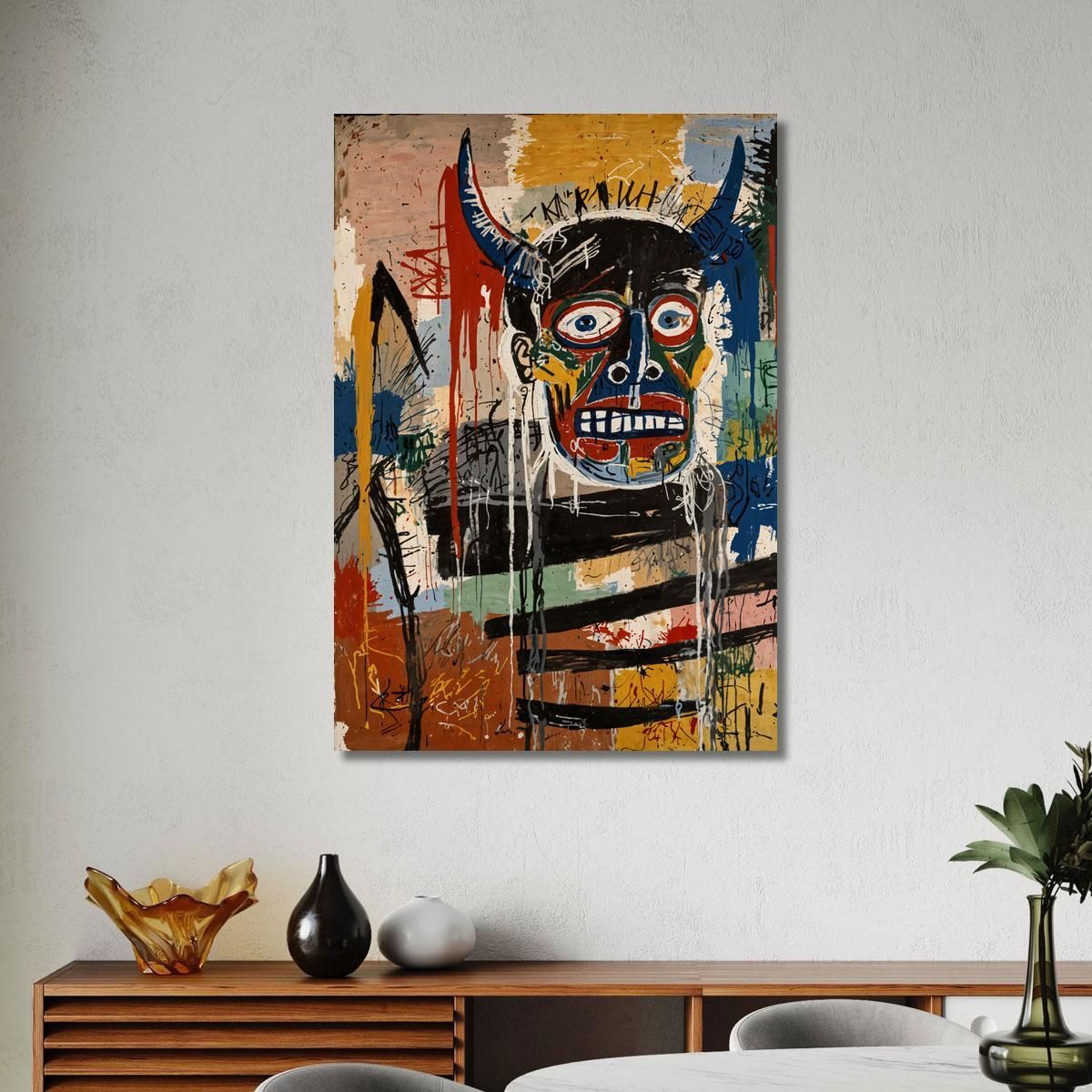 Distorsione Astratta Reinterpretazione Jean-Michel Basquiat ibsq2 quadro stampa su tela