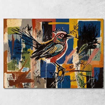Uccello Sul Denaro Reinterpretazione Jean-Michel Basquiat ibsq5 quadro stampa su tela