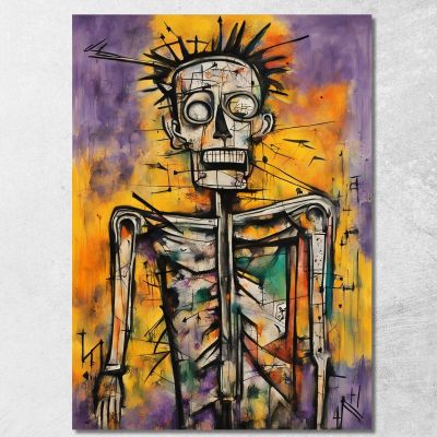 Re Scheletrico Stile Jean-Michel Basquiat ibsq22 quadro stampa su tela
