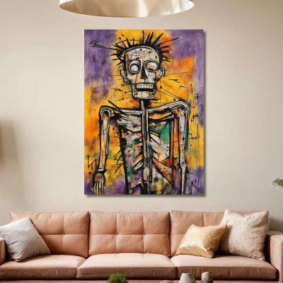 Re Scheletrico Stile Jean-Michel Basquiat, ibsq22 quadro stampa su tela