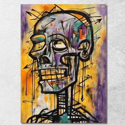 Teschio Errante Ispirato A Jean-Michel Basquiat ibsq36 quadro stampa su tela