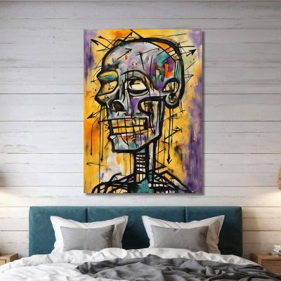 Teschio Errante Ispirato A Jean-Michel Basquiat, ibsq36 quadro stampa su tela