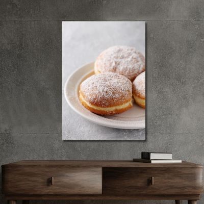 Modern Painting Sugared Bomboloni On White Plate , foo6 canvas print